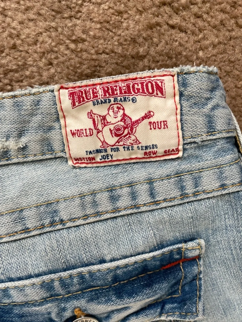 True Religion Women's Light Blue Distressed Flare Jeans - Picture 4 of 4